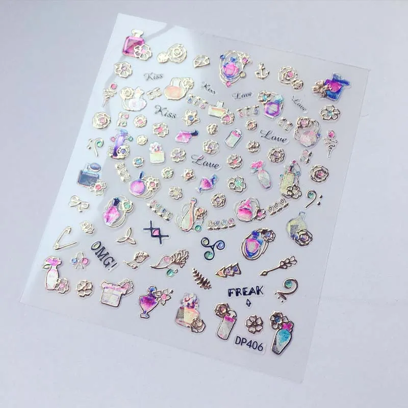 3D Metal Jewelry Designer Charming Nail Stickers On Nails