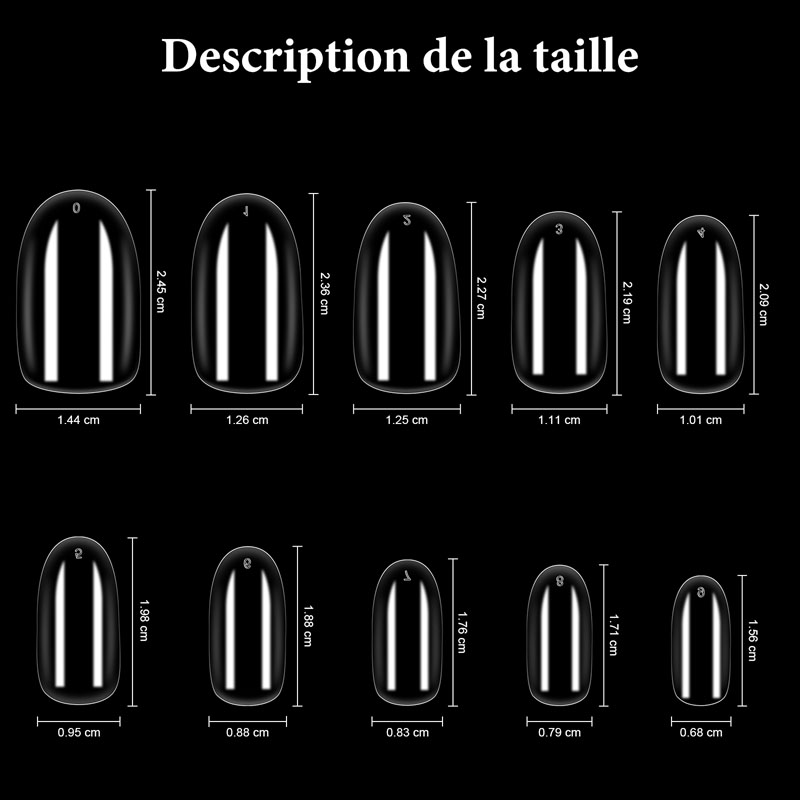 Кръгли френски връхчета за нокти Прозрачен акрил - 4 