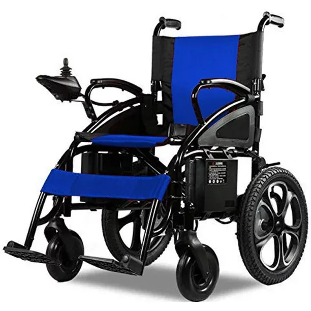 Sähkötoiminen taitettava kevyt pyörätuoli, FDA-hyväksytty 265 lbs -500 W - 13 mailia (sininen litium)