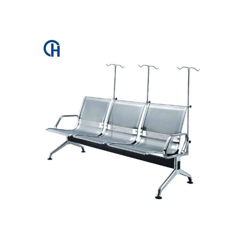 Chaise de rangée d'acier inoxydable d'argent de chaise d'attente du patient 3 de clinique d'hôpital - 1