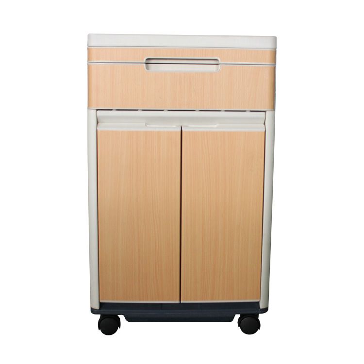 Hospital Movable Plastic Medical Bed Cabinet Locker Bedside Table - 2 