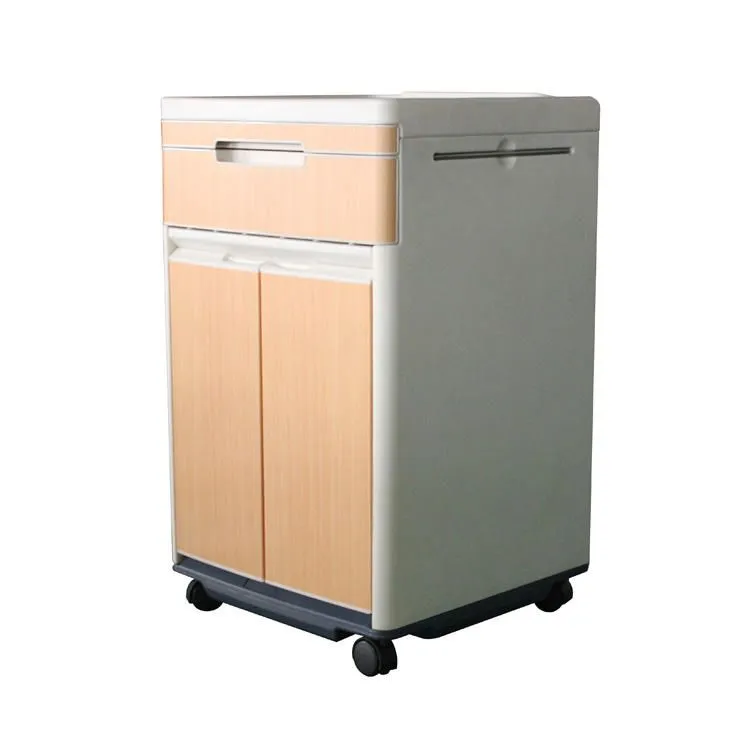 Hospital Movable Plastic Medical Bed Cabinet Locker Bedside Table