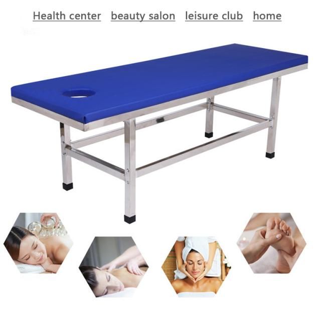 Stalowe łóżko do masażu diagnostycznego w salonie kosmetycznym