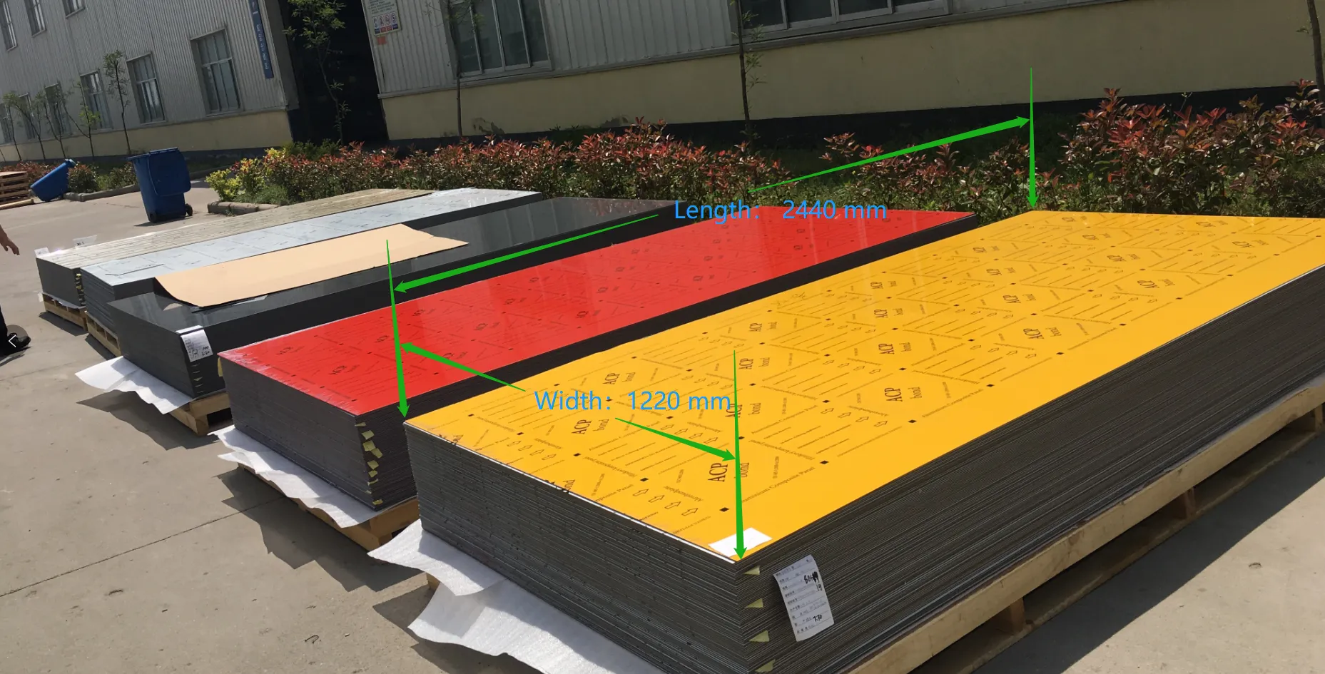 Tamaño estándar del panel compuesto de aluminio