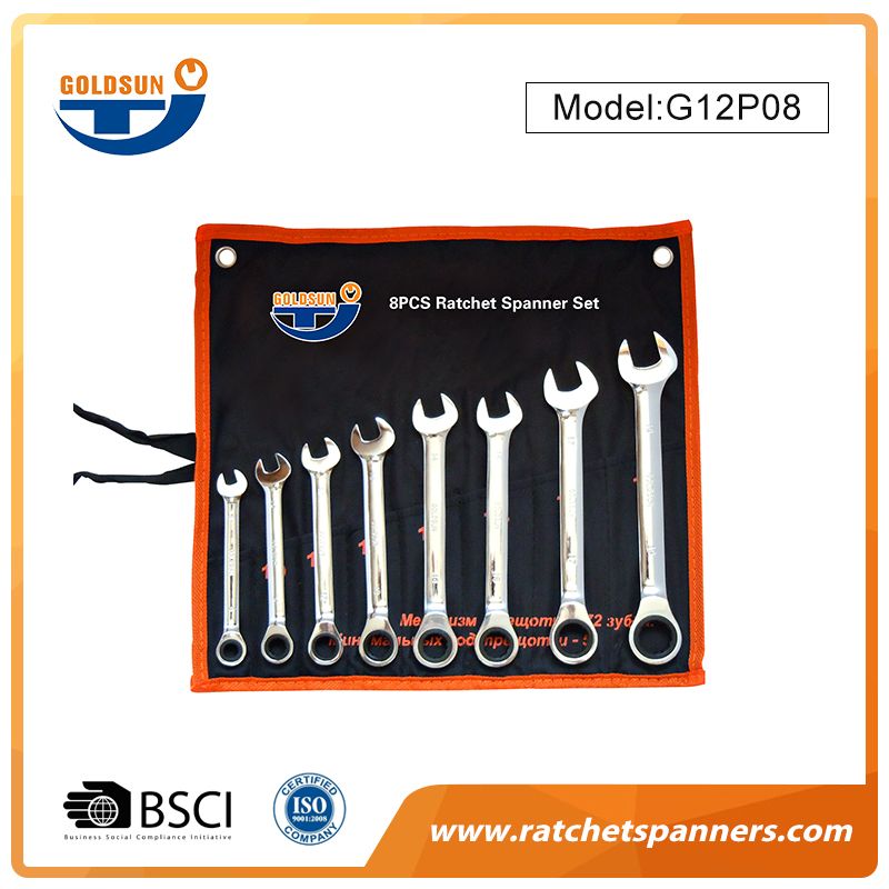 Ratchet Spanner Set with Rolling Pouch