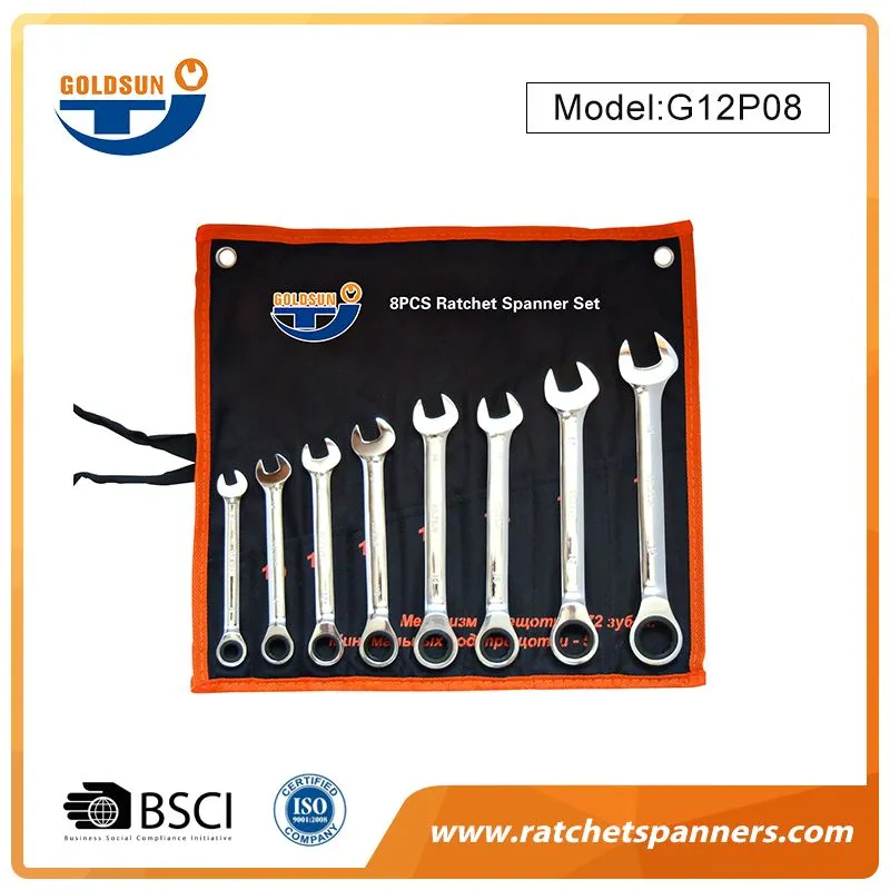 Shine Chrome Plated Ratcheting Wrench Set