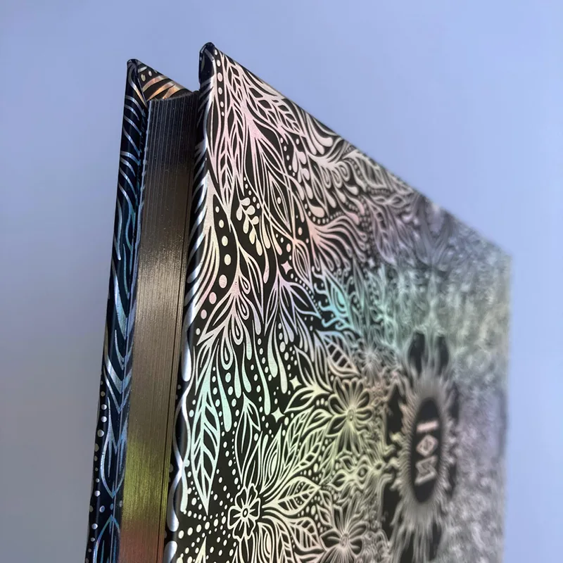 Cuaderno de tapa dura con estampado de lámina de área grande con borde brillante