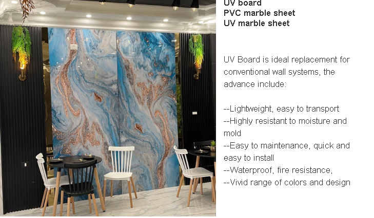 high glossy 1220x2440mm pvc marble uv sheet