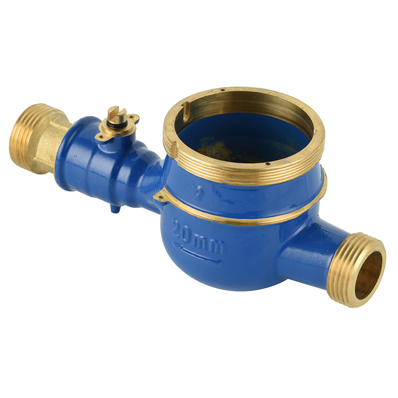 Brass water meter body with valve