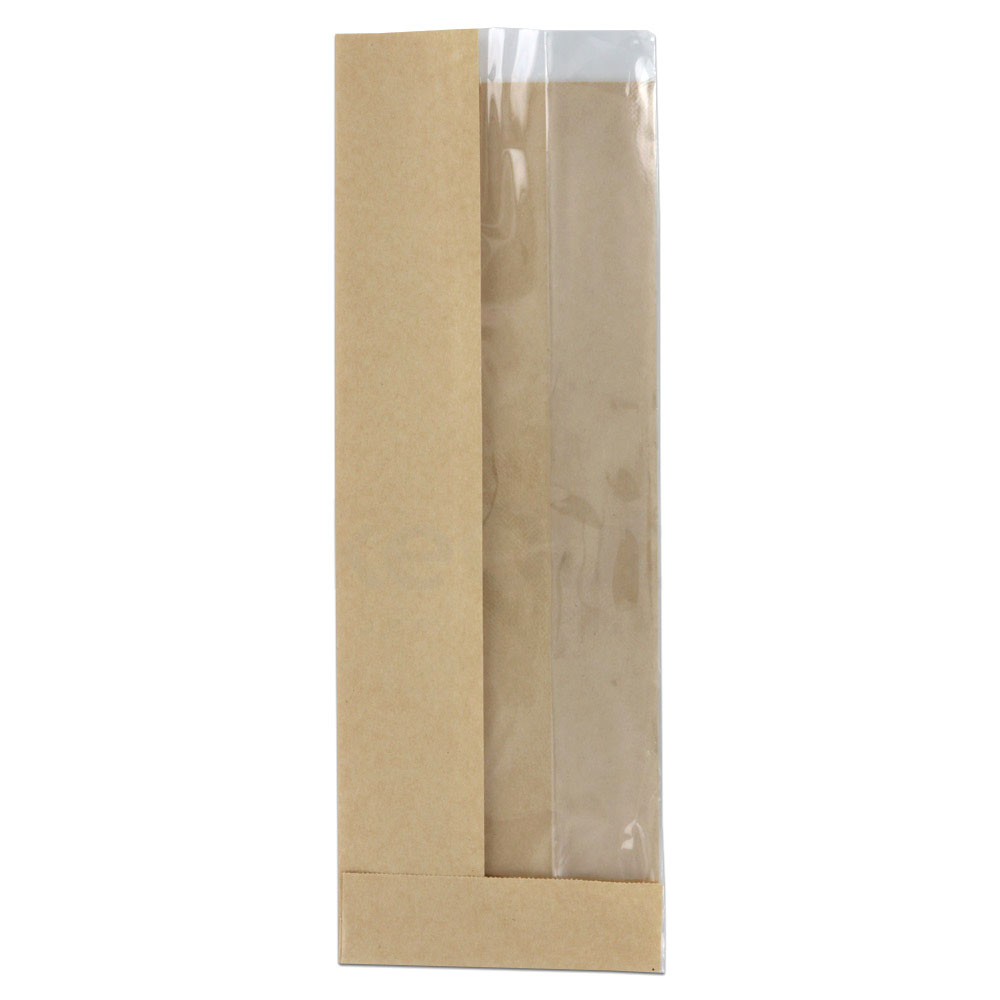 Bolsa de papel con fondo de pellizco con ventana