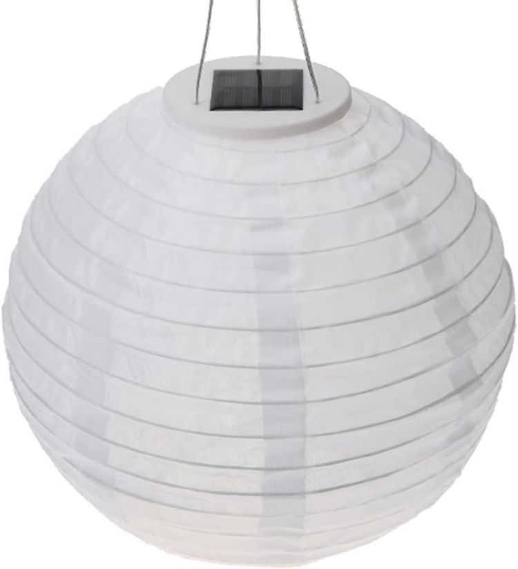 Lámpara colgante portátil de tela de nailon chino, resistente al agua, LED redonda, recargable, alimentada por energía Solar, para exteriores