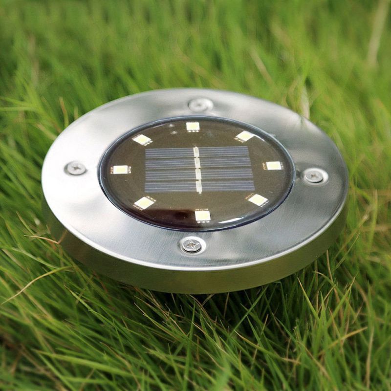 Outdoor Garden 8led Stainless Steel Solar Buried Lawn Light