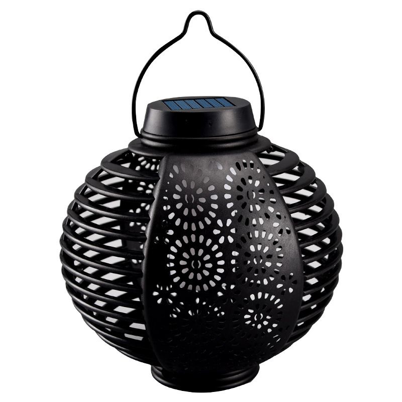 Outdoor Waterproof Hollowed Out Round LED Flame Solar Wall Light