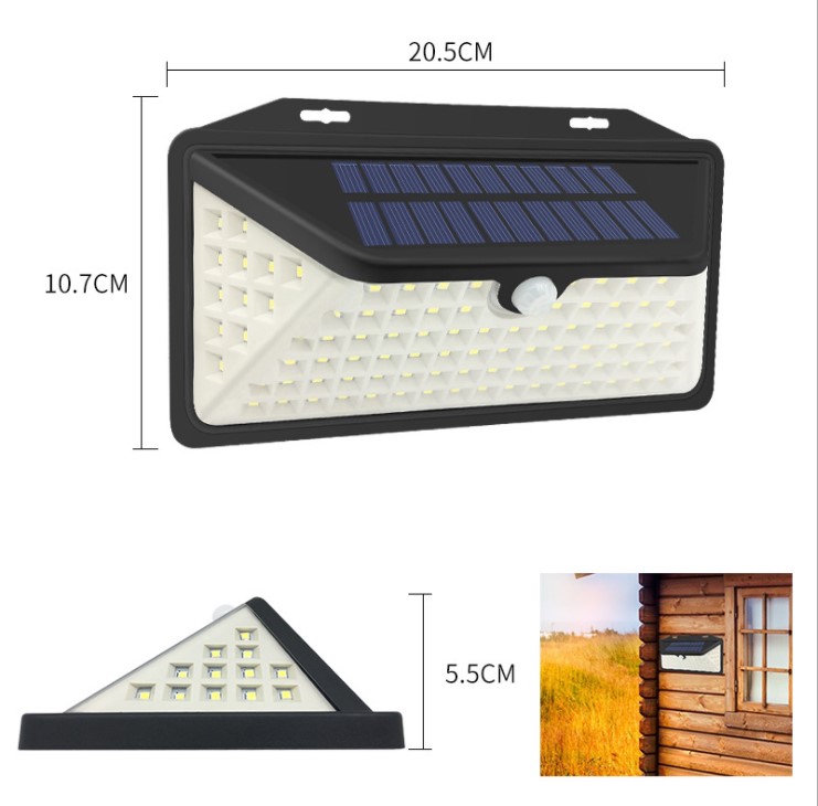 Outdoor Waterproof IP65 Wide Angle Motion Sensor 102 LED Solar Interaction Wall Courtyard Light
