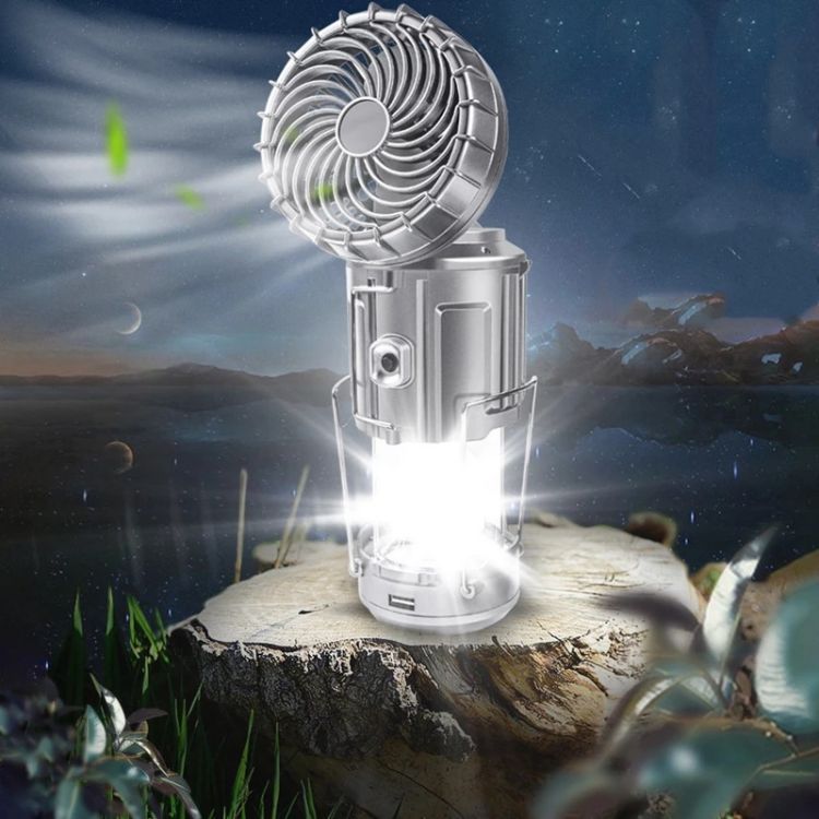 Linterna de ventilador potente solar de largo alcance con lúmenes impermeables para exteriores