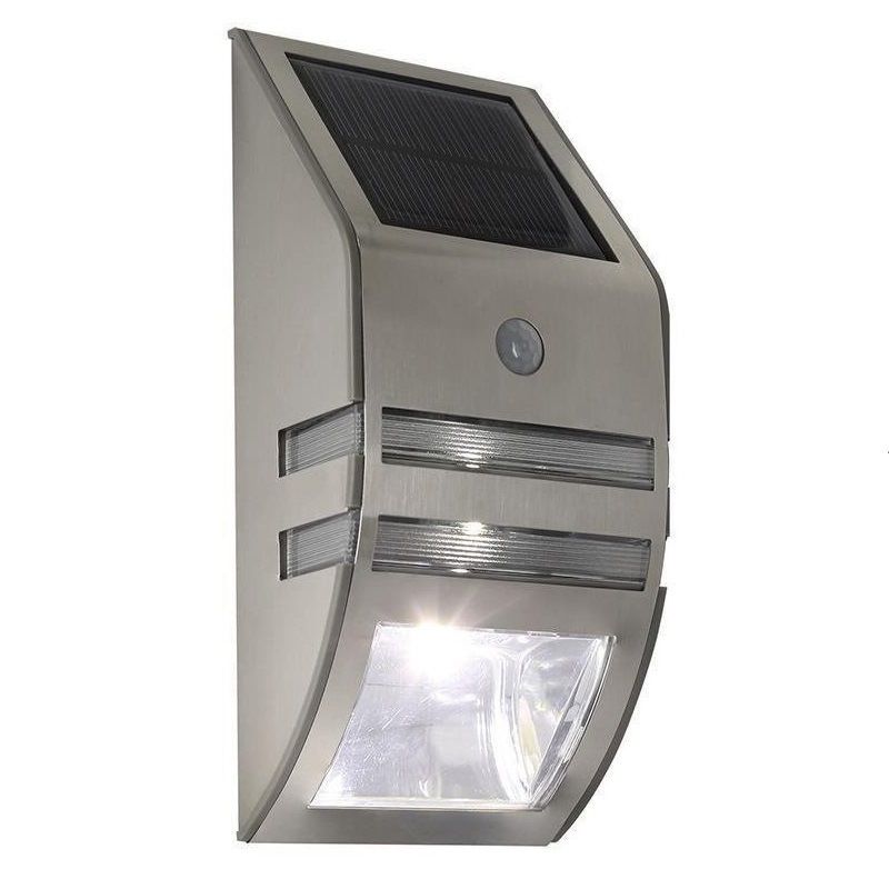 2led Solar Human Body Induction Stainless Steel Courtyard Stairs Step Wall Lamp