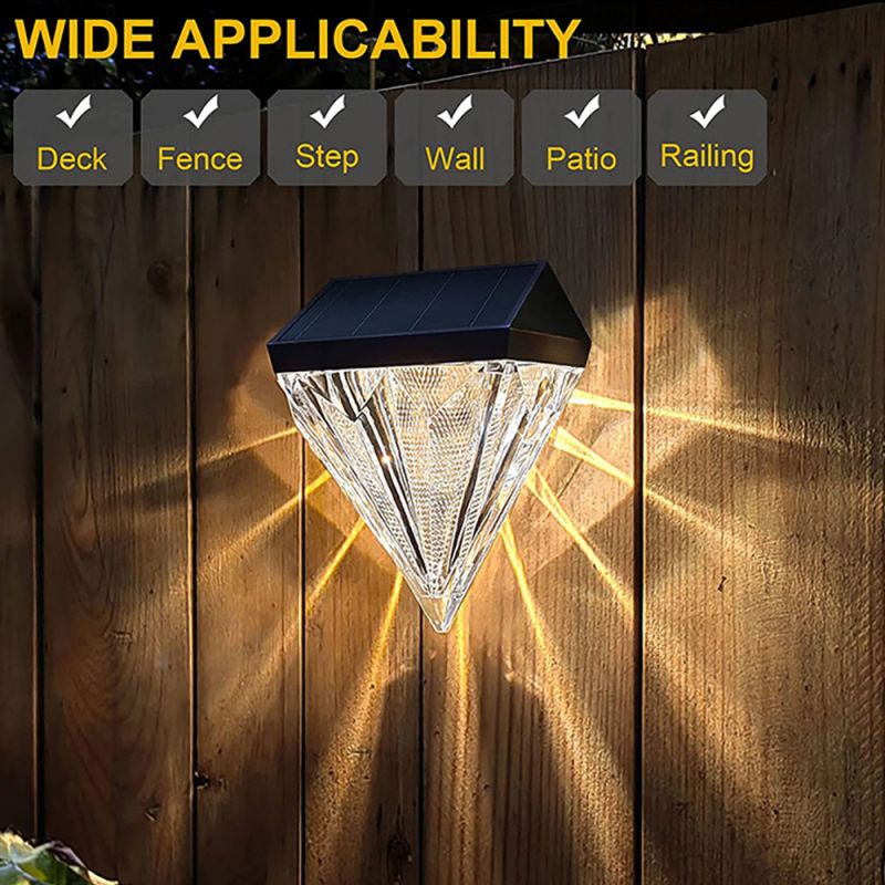 Outdoor Waterproof IP65 2 LED Solar Diamond Fence Step Deck Wall Light