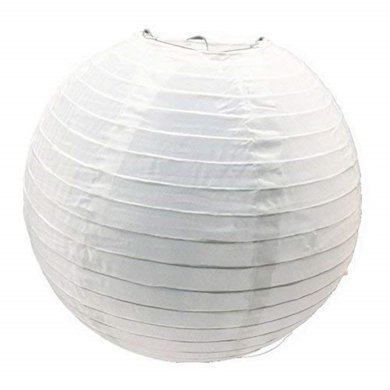 Lanterne ronde décorative en papier de riz blanc chinois de différentes tailles