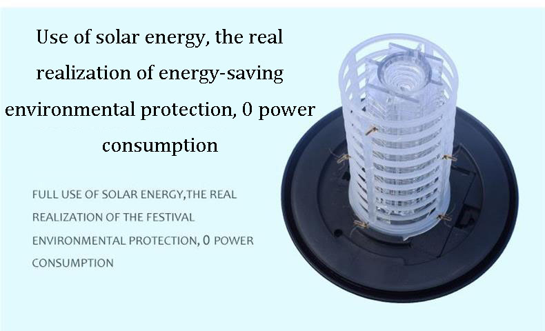 Lanterne solaire ronde anti-moustique, étanche, automatique, sans rayonnement, pour l'extérieur