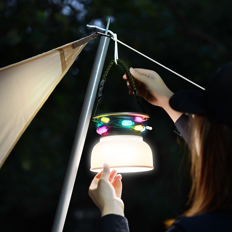 Outdoor Waterproof Solar Camping Colorful Portable Lantern Folding Nightlight