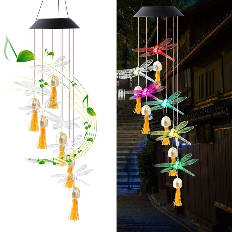 Campana de colibrí impermeable, campanas de viento, luz de techo solar