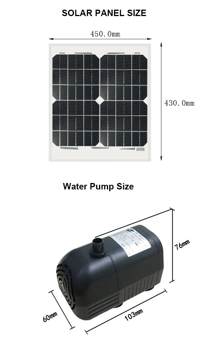 Outdoor 20W Solar Cell Submersible Pump 4led Lights Battery Remote Control Garden Water Fountain