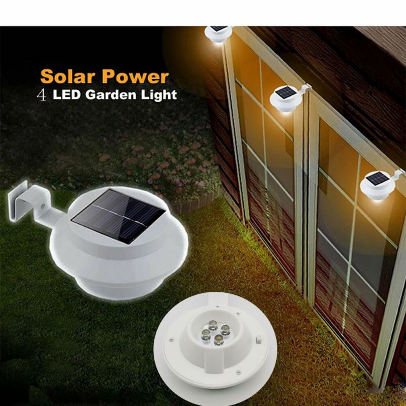 Outdoor Waterproof 4led Solar Sink Fence Round Cold Whitewall Light