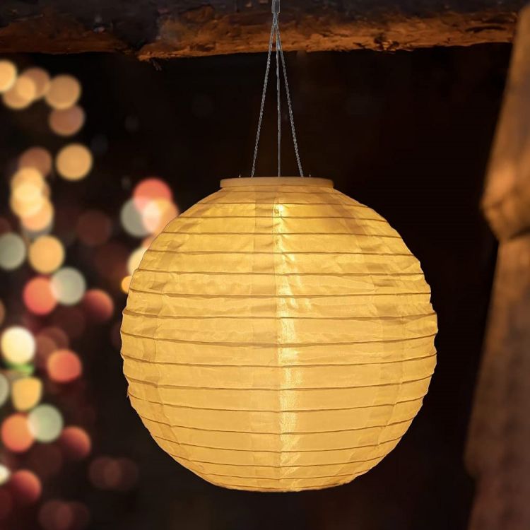 Lampe suspendue portative de lanterne actionnée solaire Rechargeable de LED ronde de tissu en Nylon chinois imperméable extérieur