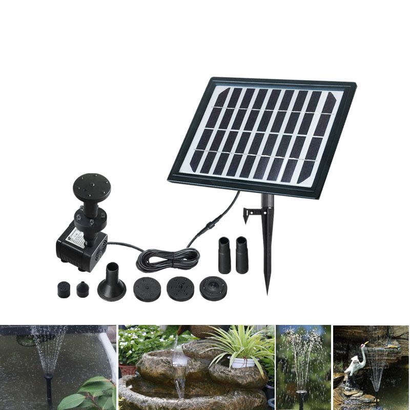 Fontaine d'eau à énergie solaire étanche extérieure avec batterie 5W 5 LED