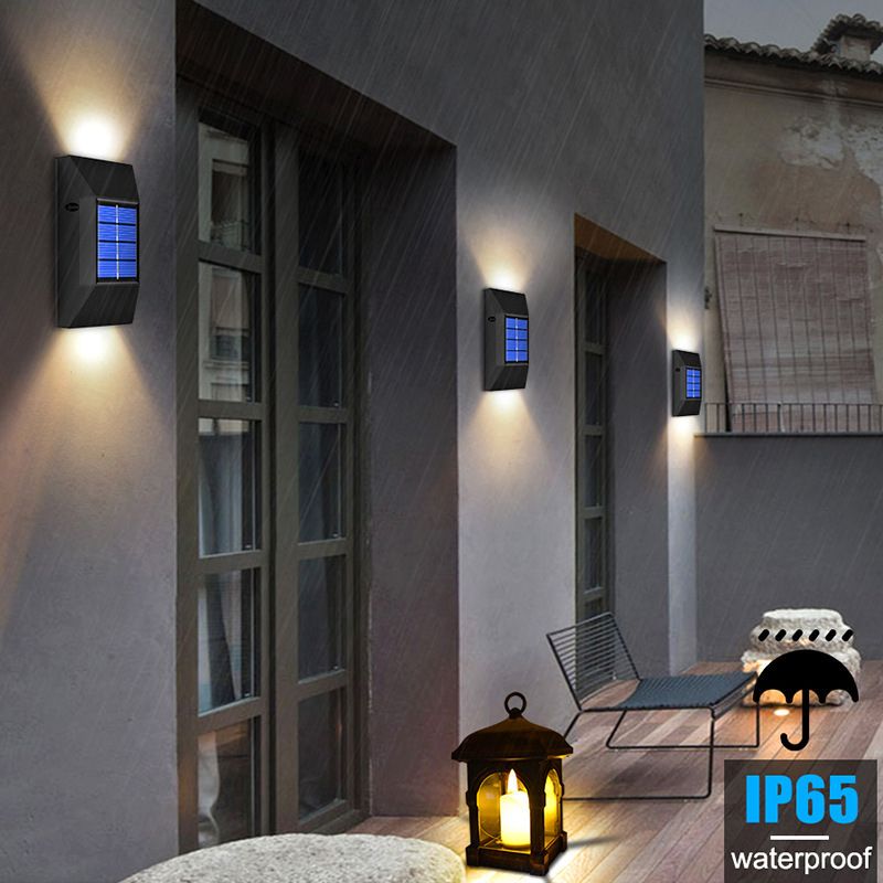 Luz de pared de puerta con sensor de energía solar LED impermeable al aire libre IP65 6 LED