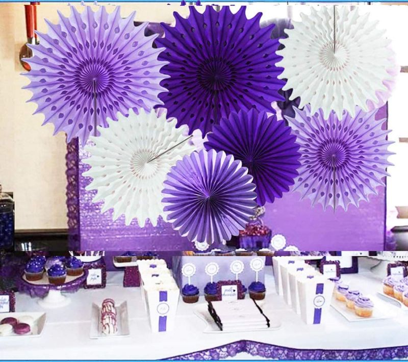 Party Wedding Circle Hanging Various Sizes of Chinese White Purple Paper Pom Kit