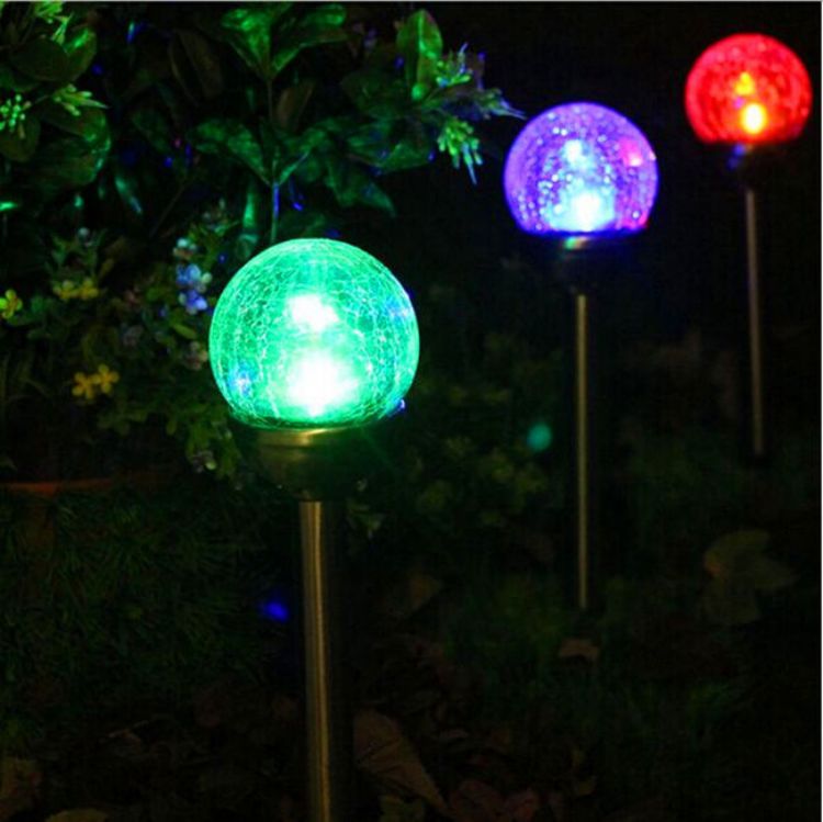 Waterproof Round Seven Color Light Cracked Ball Solar Lawn Light