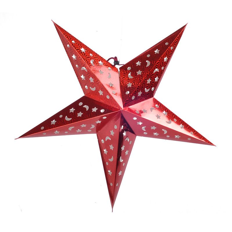 Lanterne en papier étoile à motif ajouré au laser de différentes tailles