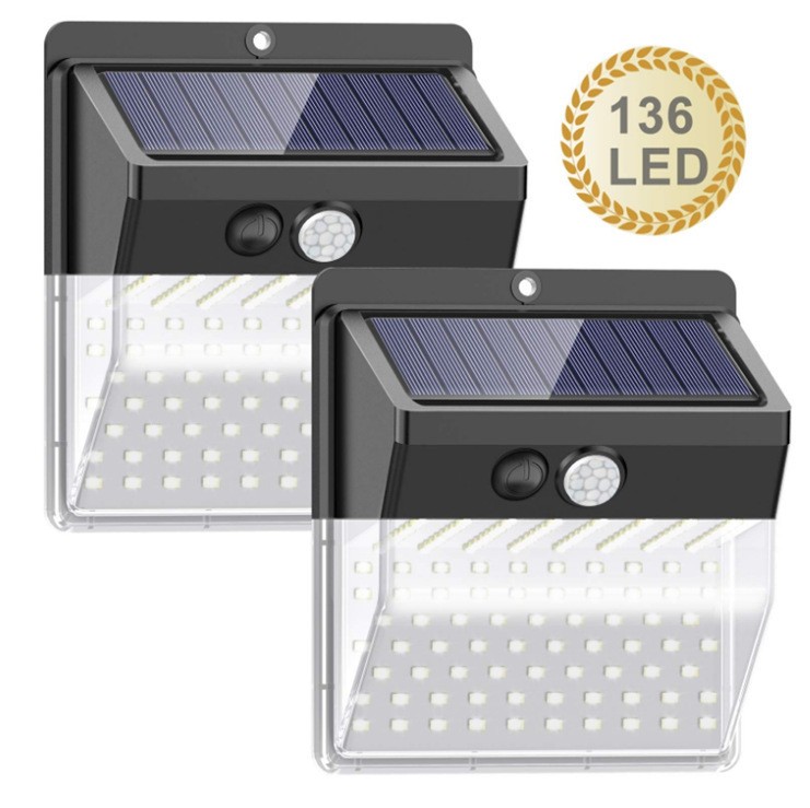 Luces de pared solares con sensor de movimiento LED impermeables para exteriores de alto brillo