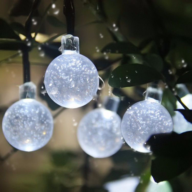 Outdoor Waterproof IP65 30 Lights 6.5m Length Bubble Ball Solar Christmas String Light