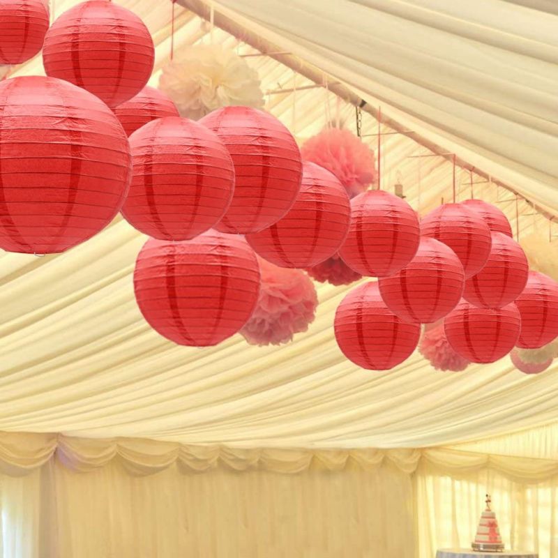 Indoor Outdoor Vary Sizes Party Wedding Round Hanging Chinese Red Paper Lantern