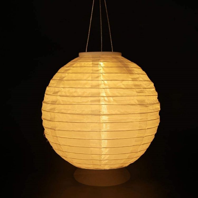 Outdoor Waterproof Chinese Nylon Fabric Round LED Rechargeable Solar Powered Lantern Portable Hanging Lamp