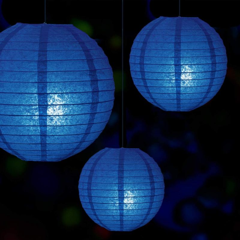 Indoor Outdoor Vary Sizes Party Wedding Round Hanging Chinese Dark Blue Paper Lantern