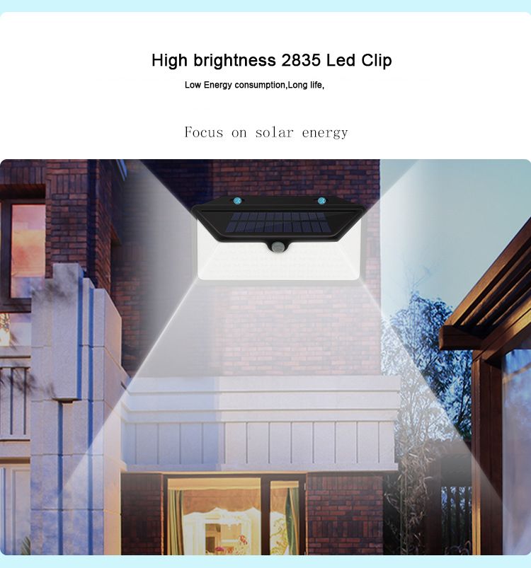 Lumière extérieure imperméable de cour de mur d'interaction solaire du capteur de mouvement grand angle IP65 102 LED