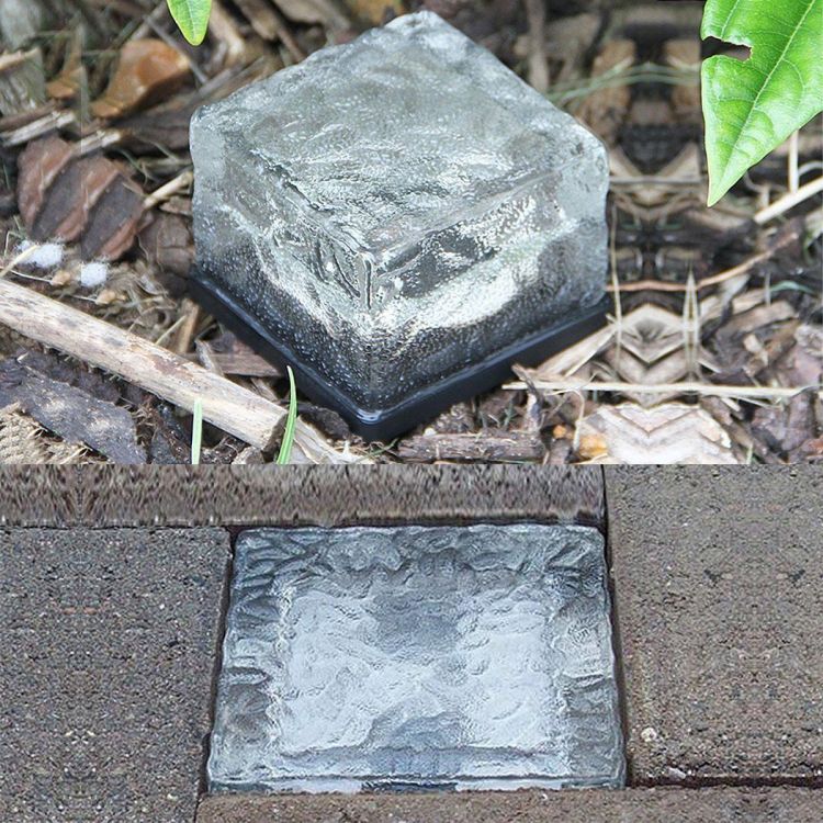 À prova d'água levou luz solar de cristal quadrada para gramado de tijolo de gelo de sete cores