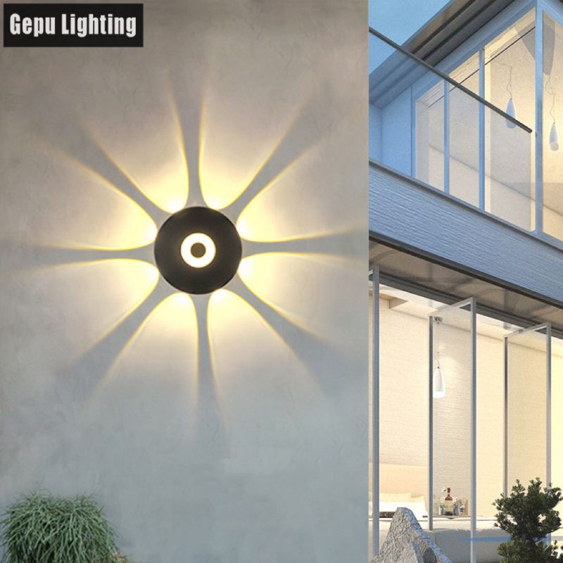 Luz de parede solar redonda LED para exterior à prova de chuva