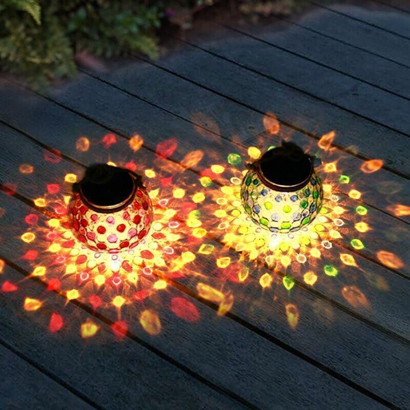 Lampe de mosaïque LED portative en verre solaire étanche extérieure chaude