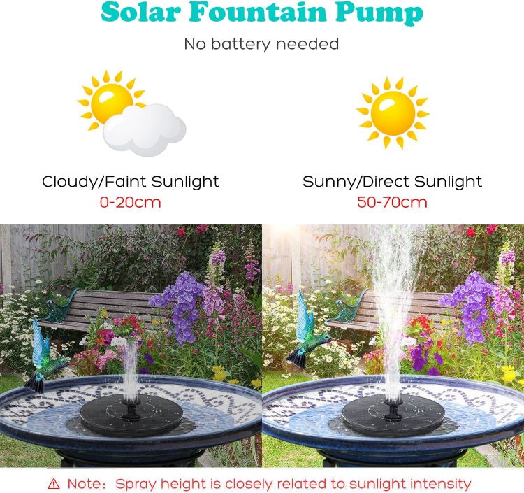 Outdoor Waterproof Floating Garden Bird Bath Solar Water Fountain