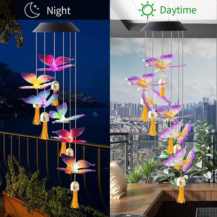 Plafonnier solaire imperméable à carillons éoliens de cloche de colibri