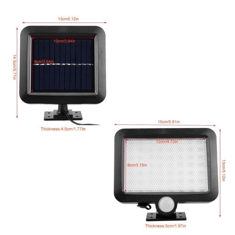 Luz de parede dividida solar por indução de corpo humano para pátio externo 120 LED Luz de garagem