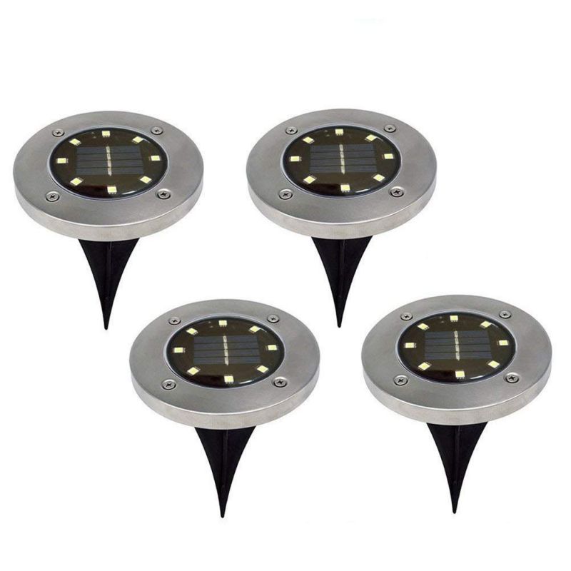 Outdoor Garden 8led Stainless Steel Solar Buried Lawn Light