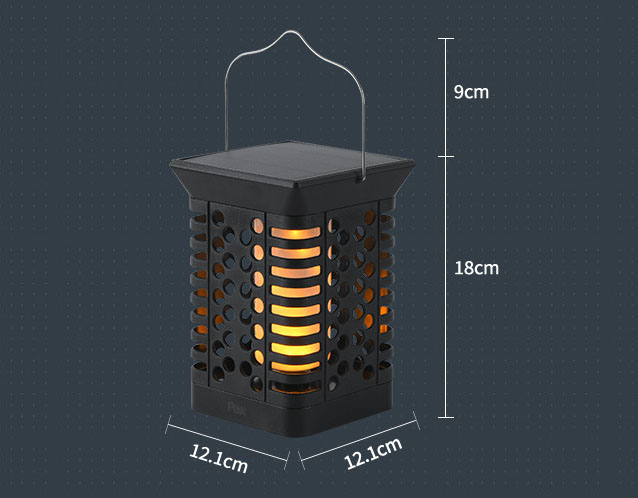 Luz de linterna de energía solar de llama LED cuadrada impermeable al aire libre