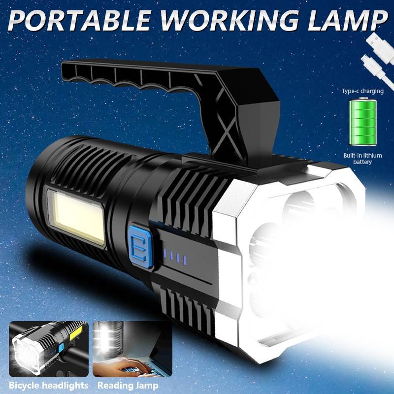 Linternas portátiles impermeables para exteriores con carga USB 7 LED de alto brillo para acampar y bicicletas