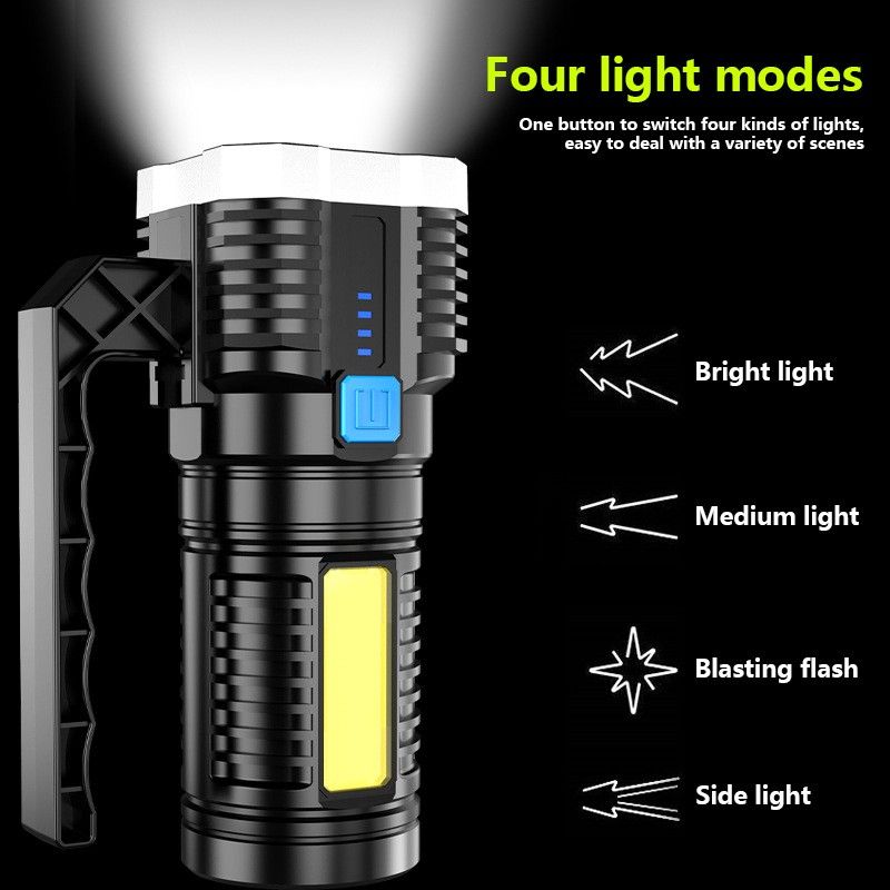 Lampes de poche portables étanches pour l'extérieur, chargement USB, 7 LED, haute luminosité, phares de vélo de Camping