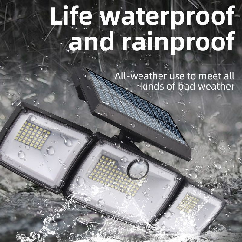 Waterproof Solar Three-head Wall Lamp Motion Sensor